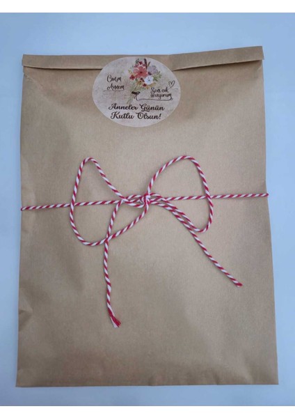 1 Adet 25X35 Orta Boy Anneler Günü Hazır Hediye Paketi Seti (Hediye Paketi + Ip+ Etiket)