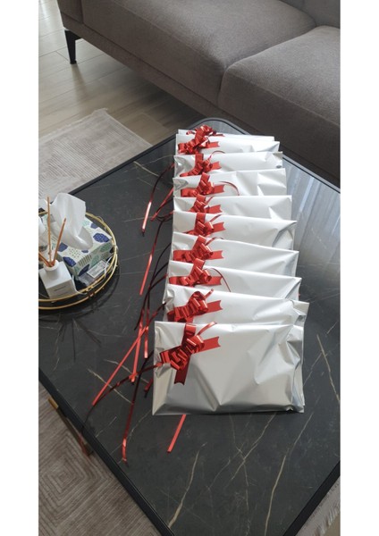 25X35 Gri Yapışkanlı Metalize Hediye Poşeti Metalik Gri Hediye Ambalaj Paketi 10 Adet