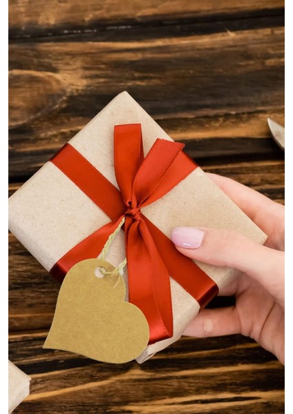 20 Adet Kraft !! Renk Kalp Şekilli Paketleme Kesiti Delikli Karton Etiket Ürün Kartı