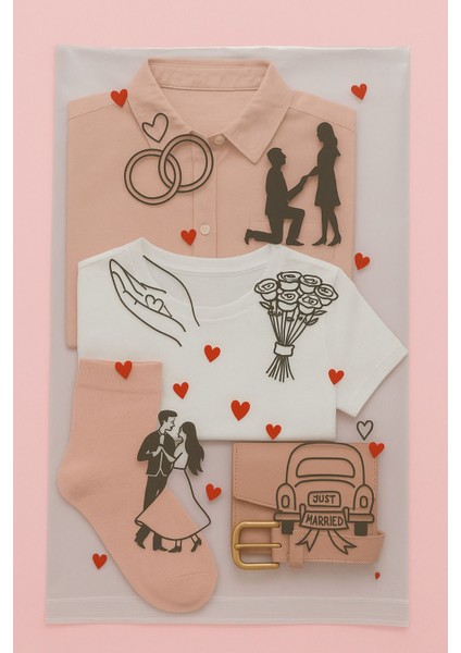 Love Concept Baskılı Özel Gün Temalı Bantlı 10 Adet Şeffaf Poşet 35X50+5 cm fiyatları