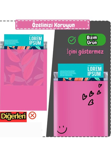 20 Adet 25X30+5 Ara Boy Fuşya Kargo Poşeti Cepsiz Hediye Paketleme Poşeti