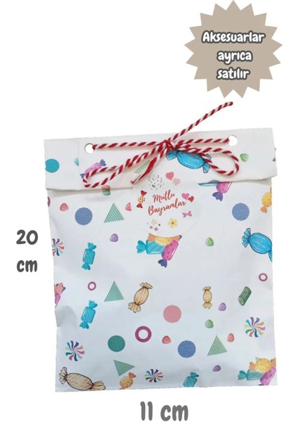 25 Adet Bayram Temalı Hediye Paketi Harçlık Şeker Çikolata Ambalaj Kağıdı 11X20