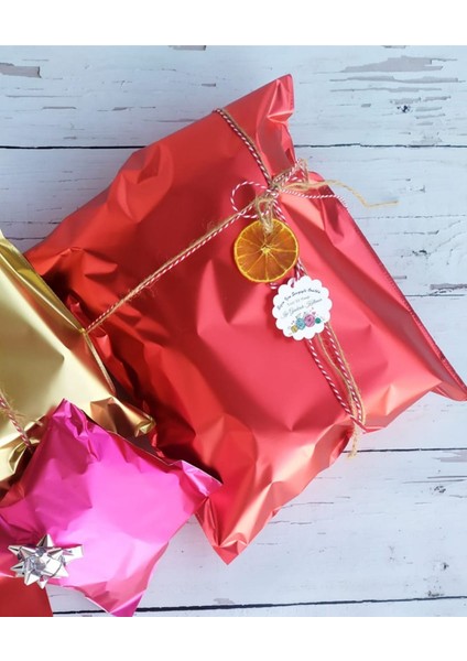 30X35 Kırmızı Yapışkanlı Metalize Hediye Poşeti Metalik Kırmızı Hediye Ambalaj Paketi 10 Adet fiyatları