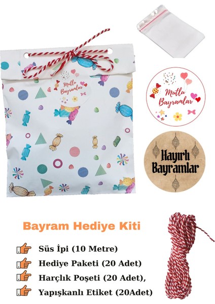 Bayram Kiti, Şeker Hediye Paketi, Harçlık Poşeti, Süs Ipi, Hayırlı-Mutlu Bayramlar Etiketi
