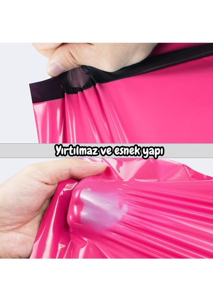 100 Adet 30X37+5 Orta Boy Fuşya Kargo Poşeti Cepsiz Hediye Paketleme Poşeti
