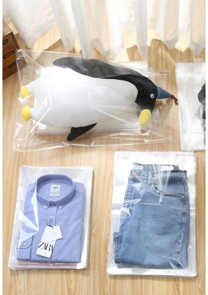 25 Adet 28X35 Bantlı Çeyiz Poşeti Şeffaf Jelatin Poşet Parlak Poşet Çeyiz Paketi
