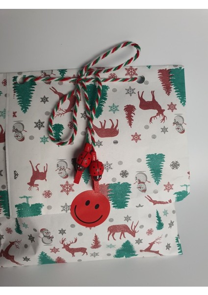 20 Adet 22X35 Hazır Pratik Hediye Paketi Yılbaşı Kardan Adam Çam Geyik Desenli