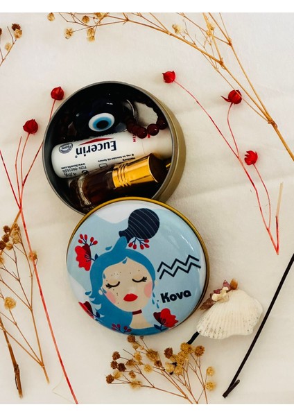 Kova Burcu 8 #desenli Metal Kutu#sabun Kutusu#anahtarlık Kutusu#mum Kutusu#küçük Takı Kutusu