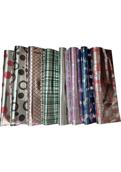 50 Adet Desenli 17X25 Yapışkanlı Metalize Hediye Poşeti Paketleme Malzemesi