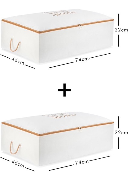 2'li Beyaz Bej Baskılı Mega Boy Yatak Altı Dolap Içi Yastık Yorgan Kazak Hurcu