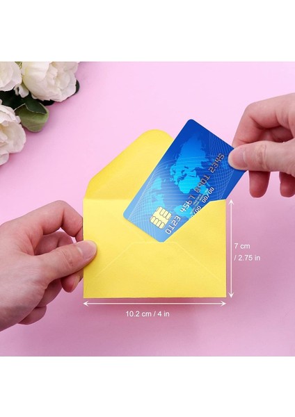 10 Adet Renkli Minik Boy Zarf, Kartvizit Zarfı, Mini Hediye Paketi, Harçlık Zarfı 7x9
