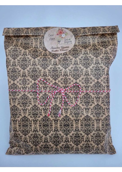 20 Adet 30X40 Damask Desenli Hazır Hediye Paketleme Poşeti Büyük Boy