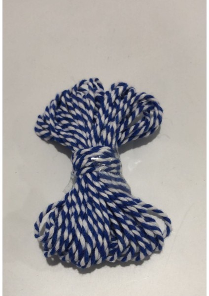 10 Metre Mavi Beyaz Marteniçka Ip Paketleme Ipi Süs Ipi