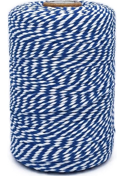 10 Metre Mavi Beyaz Marteniçka Ip Paketleme Ipi Süs Ipi