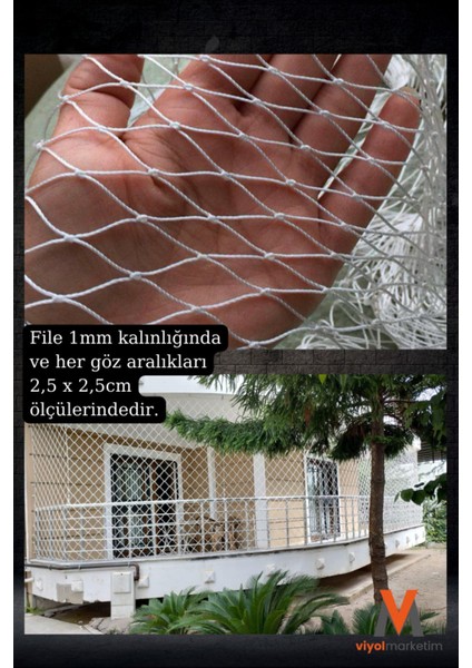 Balkon Güvenlik Filesi 2,5x5 mt 24’lü Montaj Seti Beyaz fırsatları