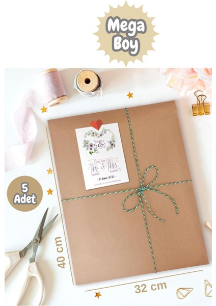 5 Adet Mega Boy Kraft Hazır Hediye Paketi (Kazak, Gömlek, Sweat, Vs Uygun)