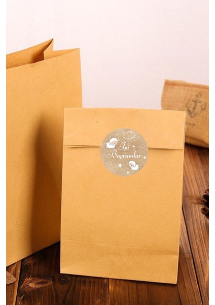 Kurban Bayramı Yuvarlak Yapışkanlı Etiket 4 cm 20 Adet İyi Bayramlar Temalı modelleri