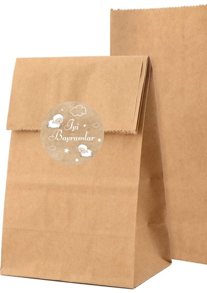 Kurban Bayramı Yuvarlak Yapışkanlı Etiket 4 cm 20 Adet İyi Bayramlar Temalı