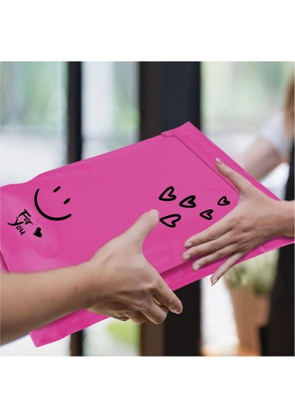 5 Adet 25X30+5 Ara Boy Fuşya Kargo Poşeti Cepsiz Hediye Paketleme Poşeti