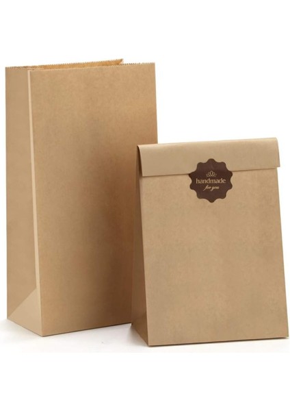 50 Adet Kare Dipli (Dik Duran) Kalın Kraft Hediye Kağıdı Kese Kağıdı Ebat 13X24