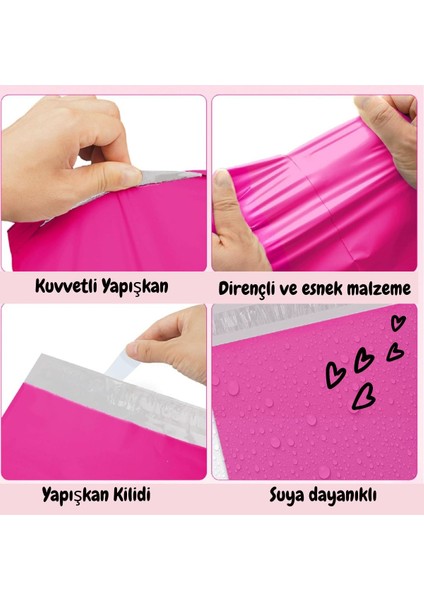 100 Adet 17X25+5 Küçük Boy Fuşya Kargo Poşeti Cepsiz Hediye Paketleme Poşeti