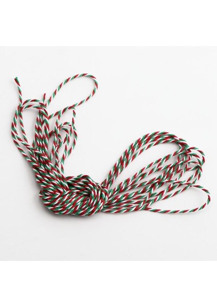 Hediye Süsleme İpi Kırmızı-Yeşil-Beyaz 10 M Uzunlukta Parti Malzemesi