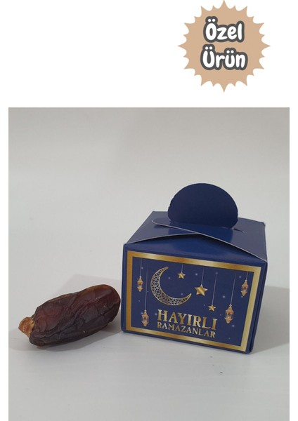Minik Boy Ramazan Ayı Temalı Hurma Paketleme Kutusu Şeker Lokum Kutusu 10 Adet