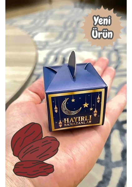 Minik Boy Ramazan Ayı Temalı Hurma Paketleme Kutusu Şeker Lokum Kutusu 10 Adet