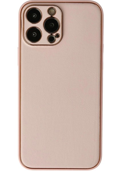 Newface iPhone 13 Pro Kılıf Coco Deri Silikon Kapak - Pudra