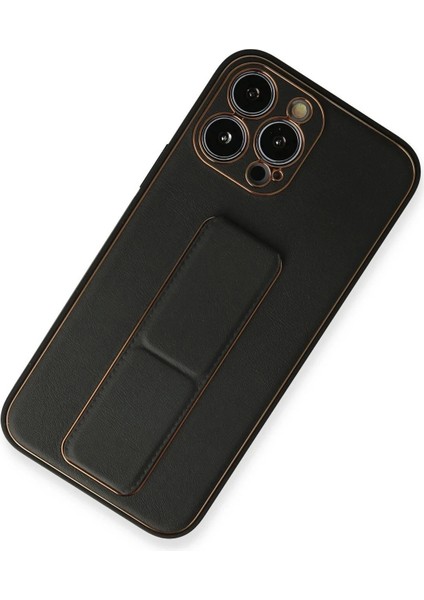 Newface iPhone 13 Pro Max Kılıf Coco Deri Standlı Kapak - Siyah fiyatları
