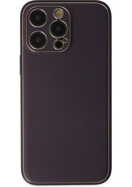 Newface iPhone 13 Pro Max Kılıf Coco Deri Silikon Kapak - Derin Mor