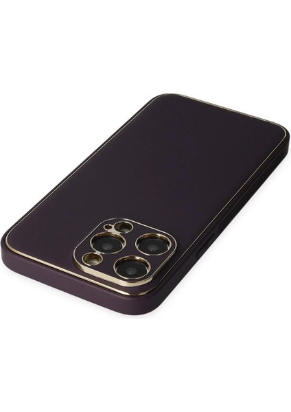 Newface iPhone 13 Pro Max Kılıf Coco Deri Silikon Kapak - Derin Mor modelleri
