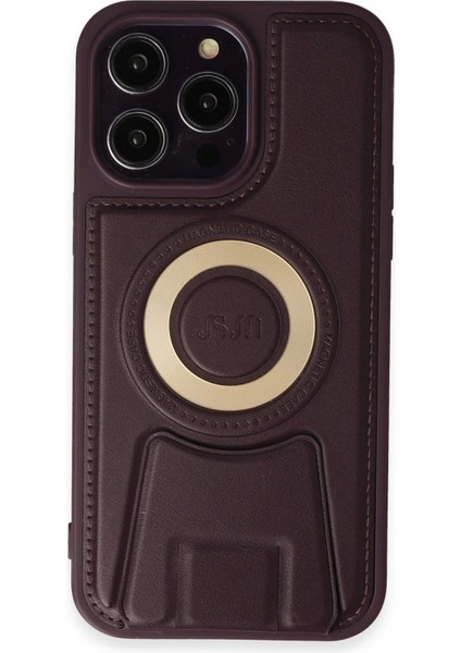 Newface iPhone 13 Pro Max Kılıf Merkür Magneticsafe Standlı Kapak - Derin Mor