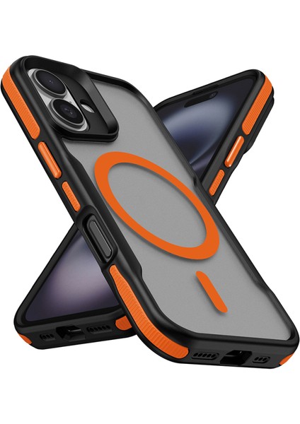 iPhone 16 Plus Kılıf Magsafe Özellikli Renkli Kenarlı ve Airbag Şeritli Zentra Kapak