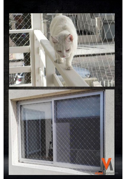 Balkon Güvenlik Filesi 2,5x4 Mt, 24'lü Montaj Seti, Beyaz Renk indirimleri