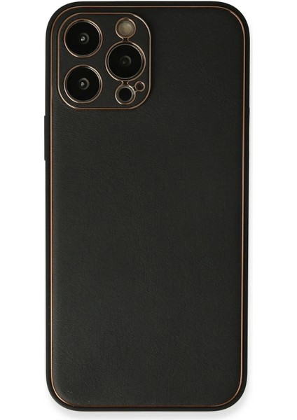Newface iPhone 13 Pro Max Kılıf Coco Deri Silikon Kapak - Siyah