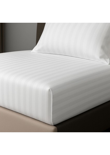 Satin Stripe %100 Pamuk Saten Çift Kişilik Çizgili Lastikli Çarşaf Seti Yastıklı 160X200+30 fiyatları