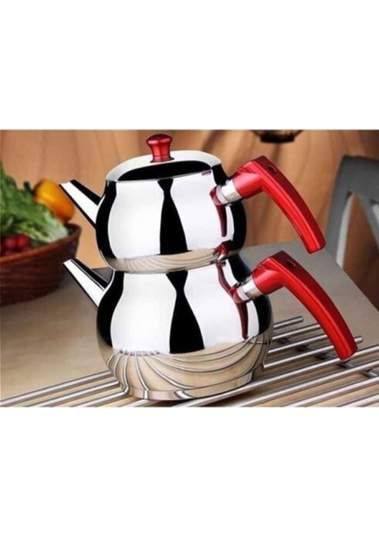 Şık Çelik Çaydanlık, Kendinden Süzgeçli, Aile Boy, 1.2 Lt ve 2 Lt Seçenekleri