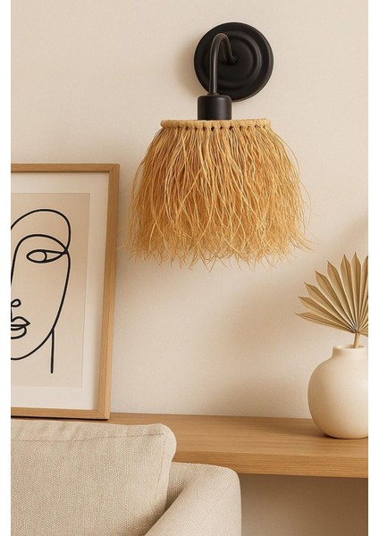 El Yapımı Doğal Siyah Metal Duvar Aydınlatması, Boho Tarz, 27X22 cm fiyatları