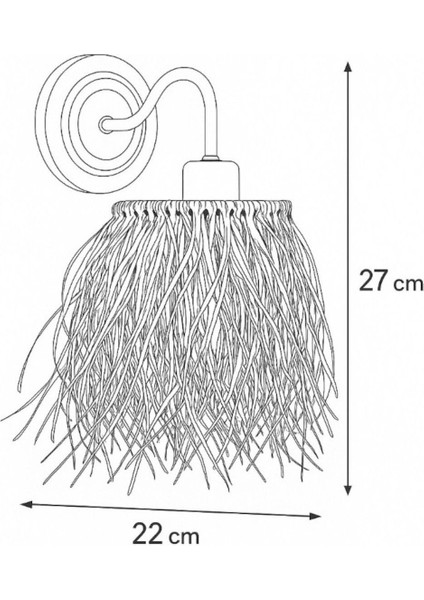 El Yapımı Doğal Siyah Metal Duvar Aydınlatması, Boho Tarz, 27X22 cm
