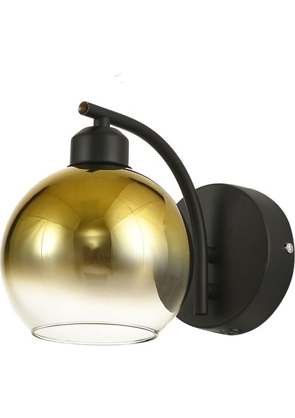 Altın Detaylı Modern Cam Aplike, Siyah Kasa, Şık ve Zarif Salon Dekoru Için Ideal