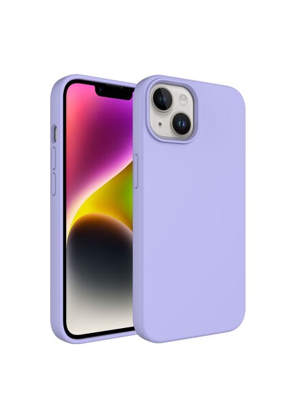 iPhone 14 Plus Kılıf Sıvı Teknolojili Silinebilir Sert Kılıf Yumuşak Dokulu ve Soft Yapılı Magsafe Özellikli Pastella Premium Silikon Kapak Kapak