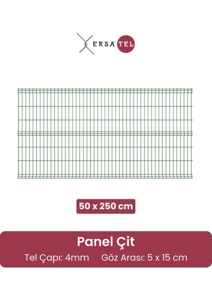 Yeşil Panel Çit Teli 50X250 Cm, Dayanıklı ve Estetik Bahçe Koruma Malzemesi