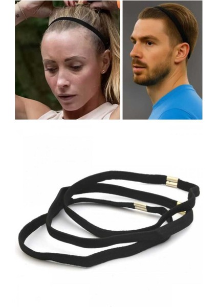 3 Adet Unisex Sporcu Saç Bandı Yoga Bant Sporcu Bandı Siyah Lastik Saç Bandı Ince Lastik Bant