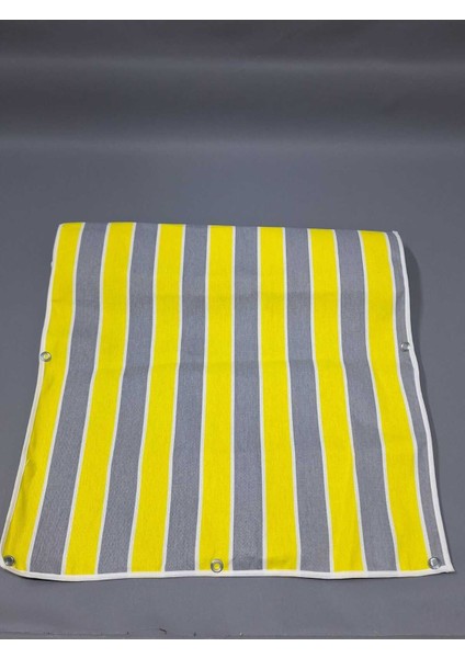 75X100 cm Gri Sarı Çizgili Kumaş Balkon Brandası Kenar Dikişi
