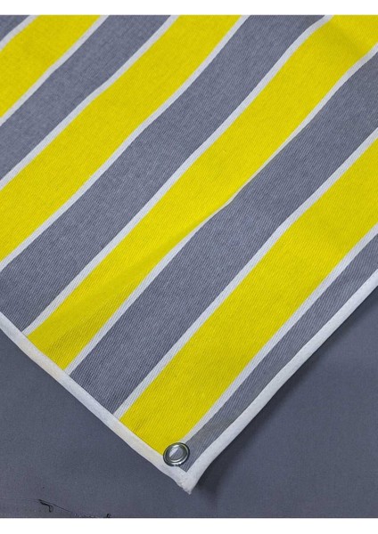 75X100 cm Gri Sarı Çizgili Kumaş Balkon Brandası Kenar Dikişi fırsatları