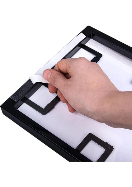 Siyah Kare Çerçeve ve Yapışkanlı Sarı Aplik Lamba 4'lü Set 14X14