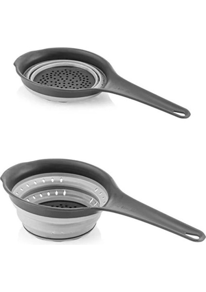 Beyaz Akordeon Saplı Süzgeç, Pratik ve Şık Mutfak Gereci