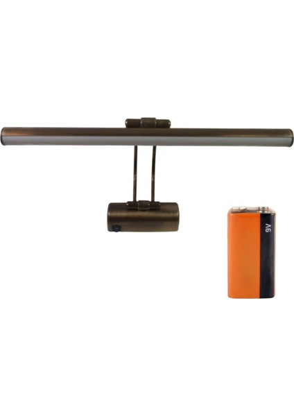 Pilli Eskitme Kasa Beyaz Işık Ayna Üstü Flüt Aplik Tablo Aydınlatma Kahverengi