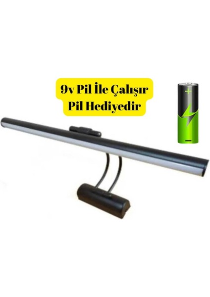 35 cm Siyah Kasa Pilli Banyo Aynası Tablo Aydınlatmalı Kuğu LED Aplik